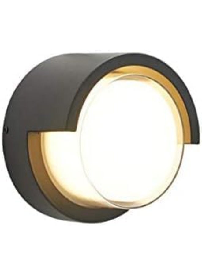 المفتاحة مصباح جداري خارجي عصري بتقنية LED من ALMIFTAH | مصباح جداري دائري من الأكريليك المقاوم للماء | أبيض دافئ 3000 كلفن | مصباح جداري خارجي مقاوم للعوامل الجوية للحديقة والفناء والشرفة - Image 1